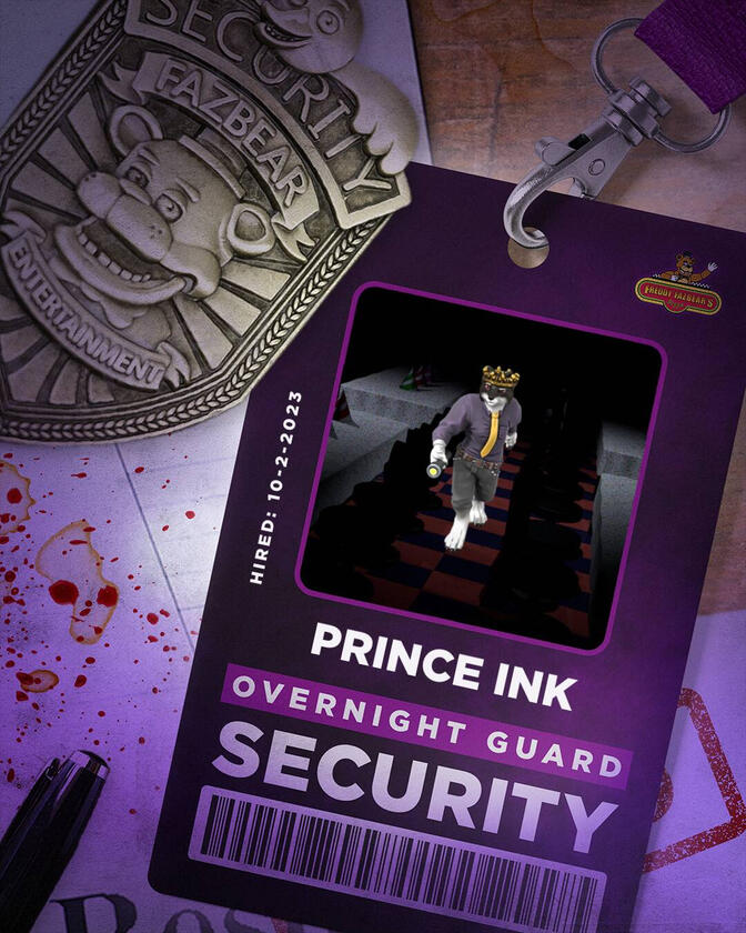 Ink became a security guard at Freddy Fazbears!