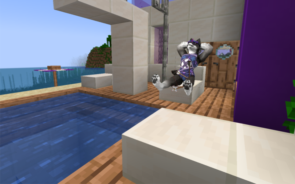 The floof finally got to relax…and was so excited for it she forgot about that recent battle with a skeleton.